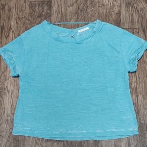 Free People, We The Free, teal Open back shirt women's size M short sleeve